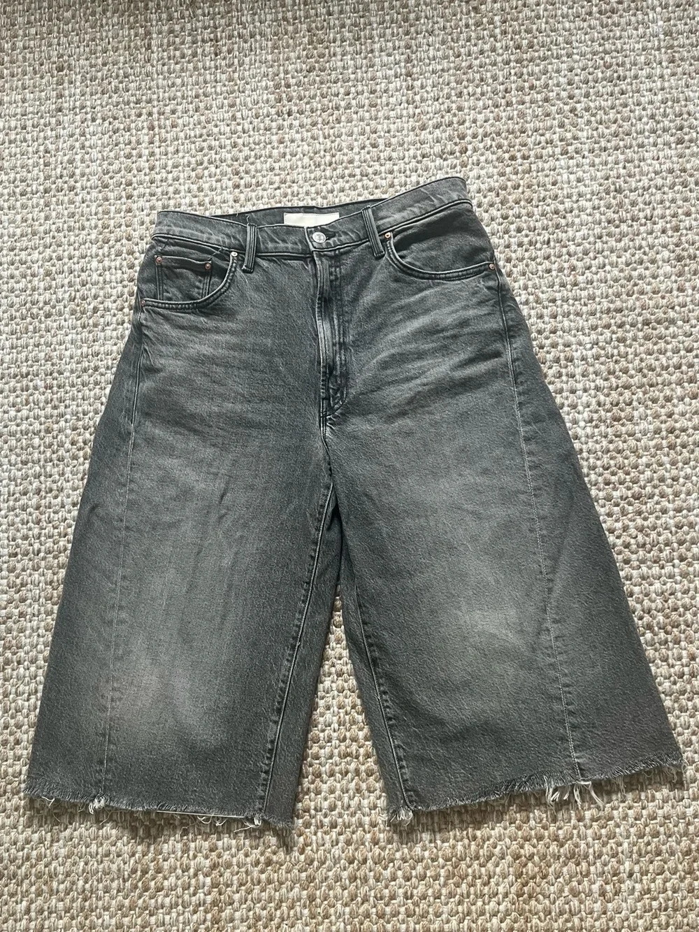 MOTHER The Whole Lot Zip Twist Fray shorts, bait and switch wash